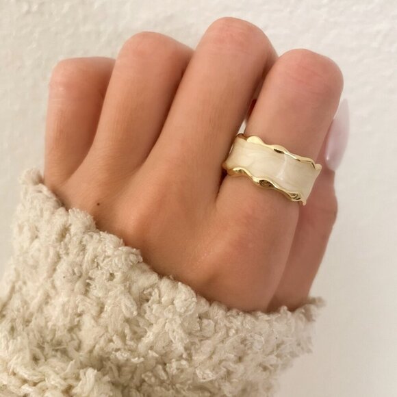 Jewelry - 925 Sterling Silver Gold Ring Wavy Modern Ring Geometric Ring Band